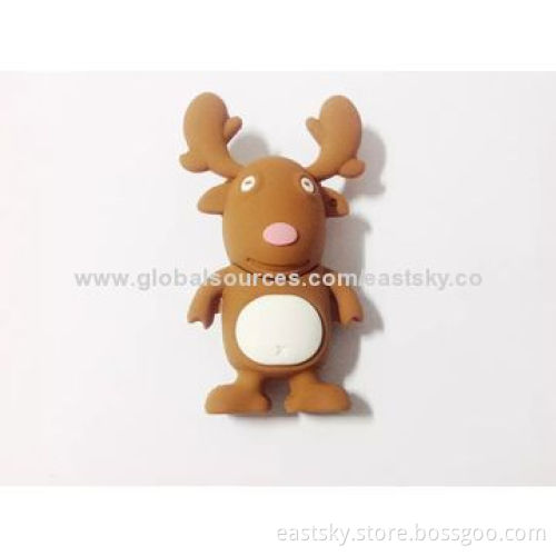 Custom reindeer-shaped thumb drive, made of soft PVC material, OEM orders are welcomeNew